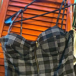 Black & White Stipe Tank Top With Gold Zipper in the front